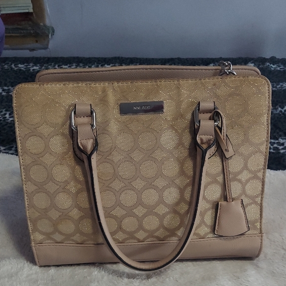Nine West Handbags - Nine West Gold and Tan Satchel